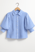 Pruhovaná Aurora Blůza S Balónovými Rukávy Pro Každodenní Styl