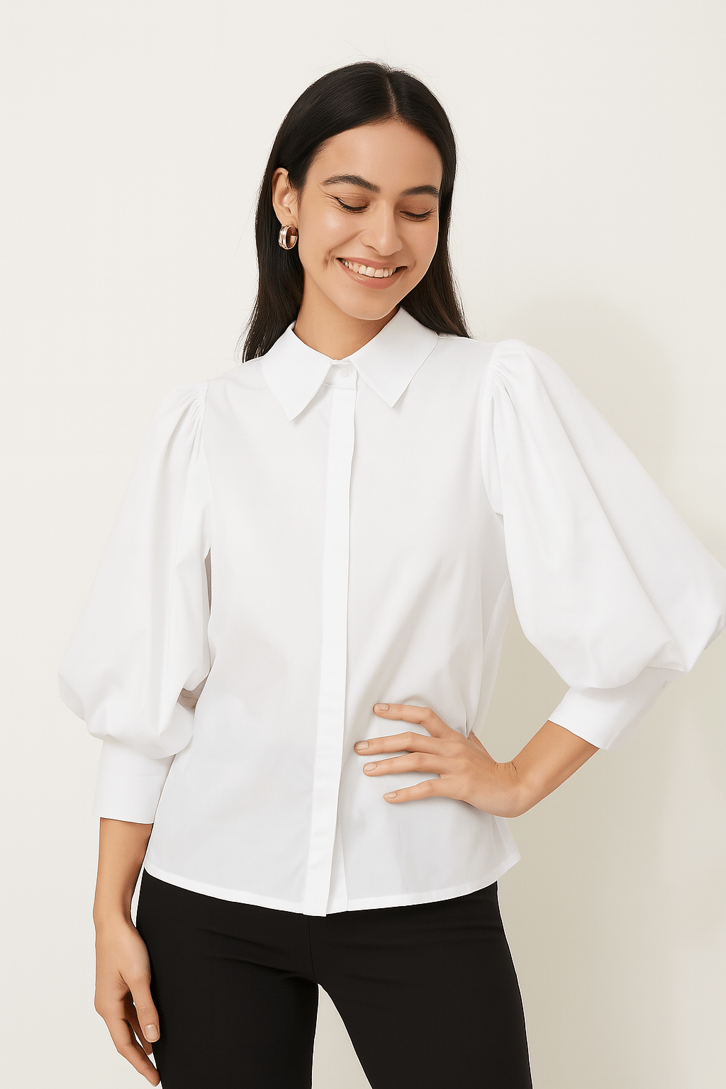 Pruhovaná Aurora Blůza S Balónovými Rukávy Pro Každodenní Styl