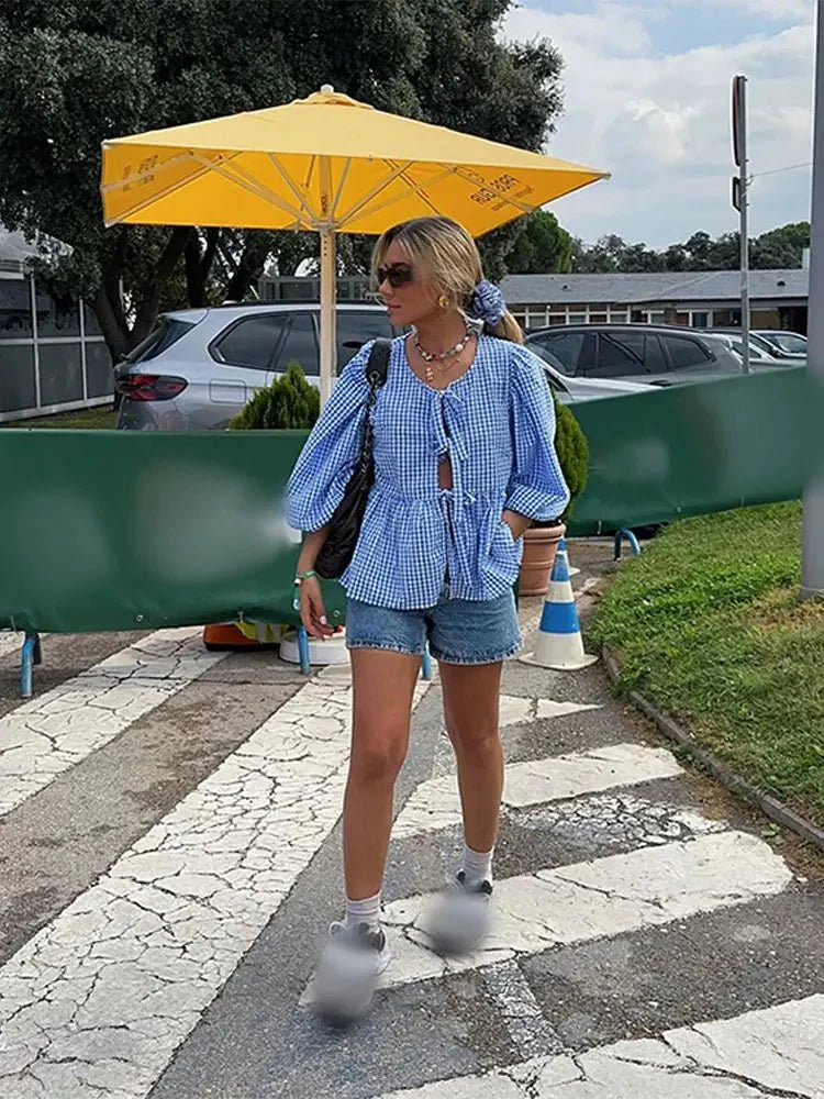 Elara Blůza S Nafouknutými Rukávy A Zavazováním Pro Elegantní Vzhled