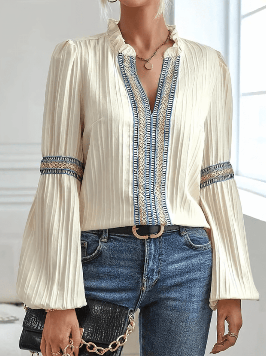 Aurora Studio Faltenbluse Elegantní Blůza Pro Každodenní Nošení