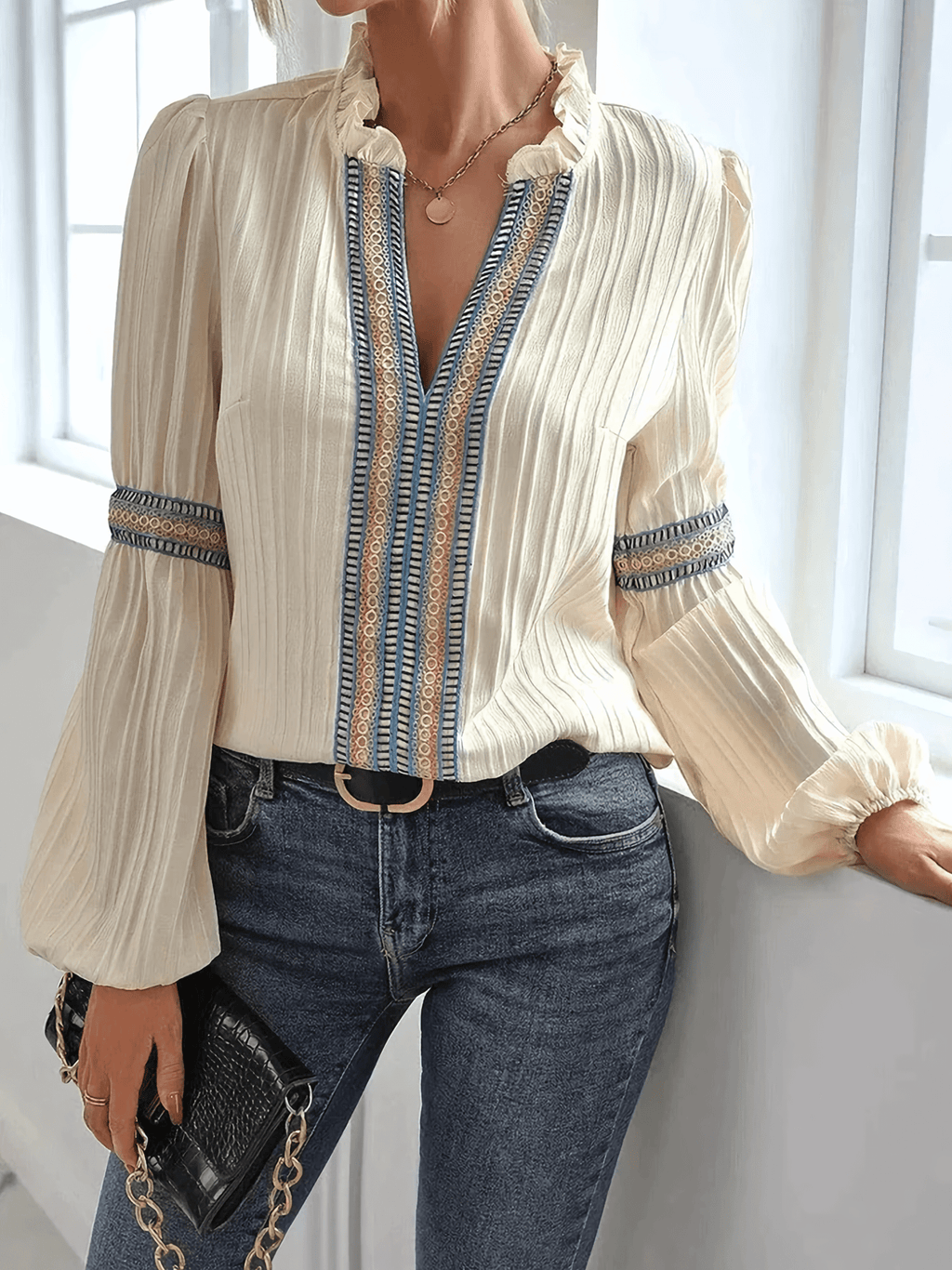 Aurora Studio Faltenbluse Elegantní Blůza Pro Každodenní Nošení