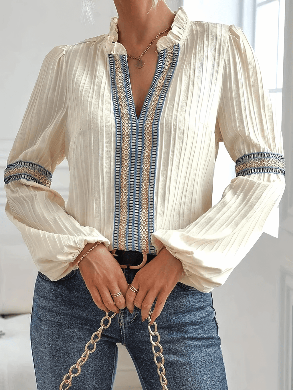 Aurora Studio Faltenbluse Elegantní Blůza Pro Každodenní Nošení