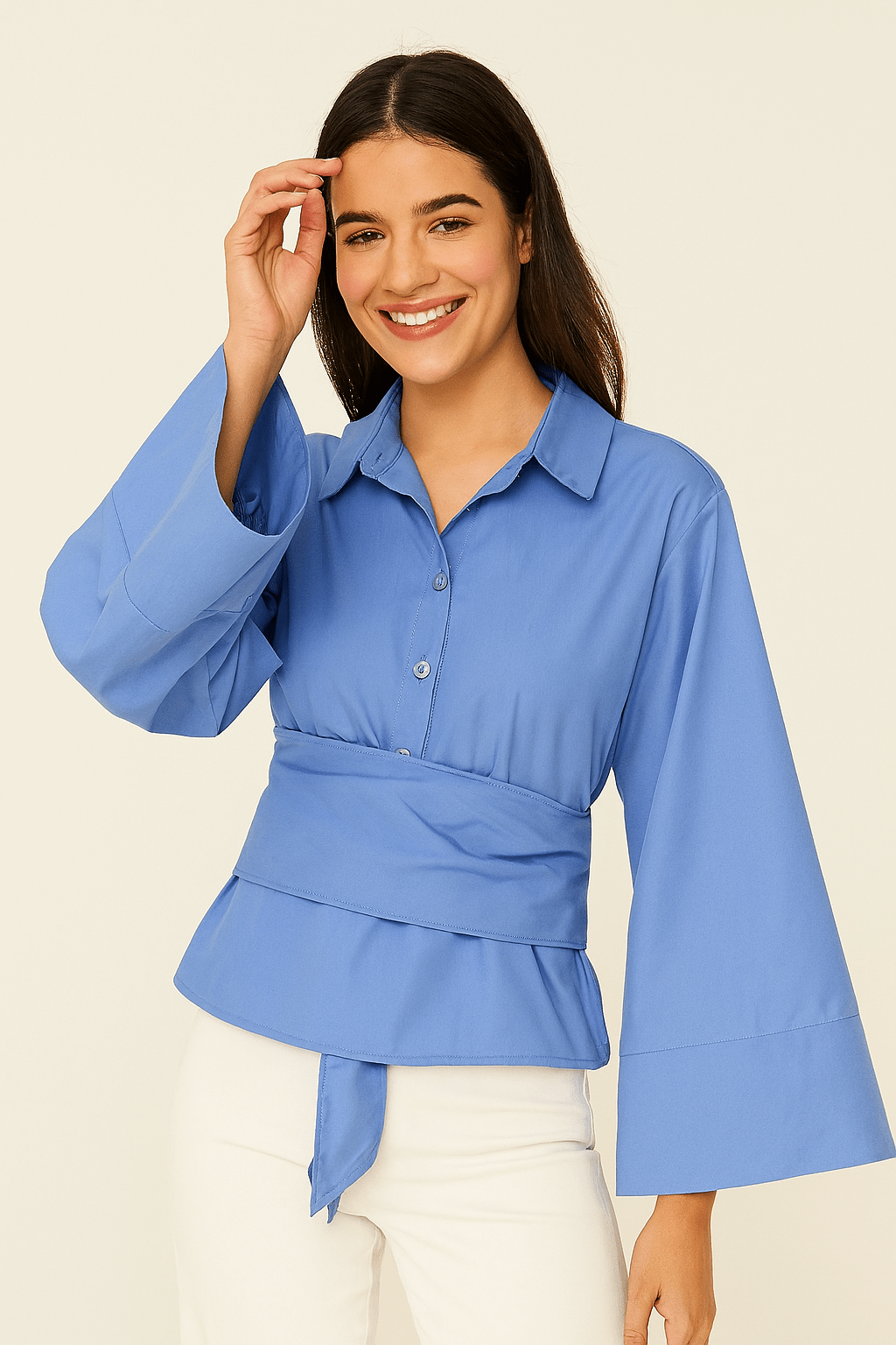 Lira Blůza S Vázacím Páskem A Širokým Střihem Pro Ženy