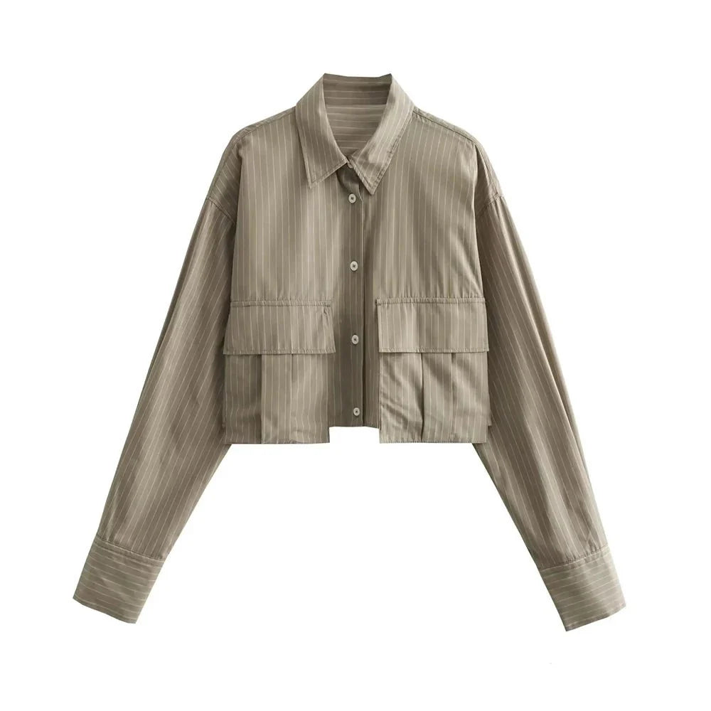 Nova Zkrácená Košile S Dlouhými Rukávy Pro Každodenní Módní Styl