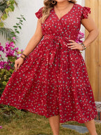 Astra Krawattengürtel Tiskové Midi Šaty S Potiskem