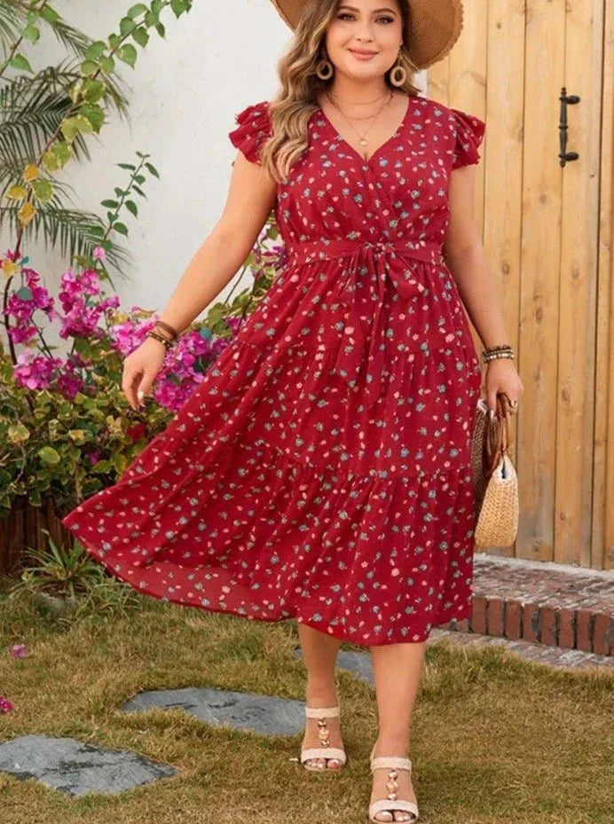 Astra Krawattengürtel Tiskové Midi Šaty S Potiskem