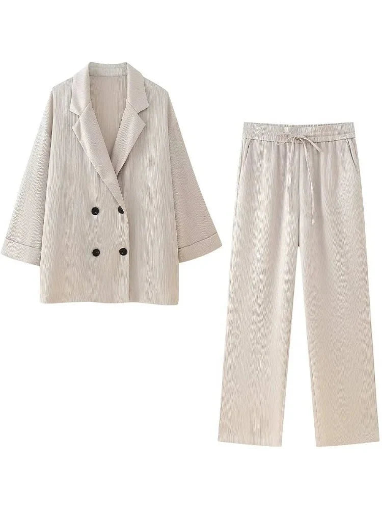 Nova Ležérně Elegantní Volně Padnoucí Blazer a Kalhoty Sada