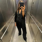 Nova Ležérně Elegantní Volně Padnoucí Blazer a Kalhoty Sada