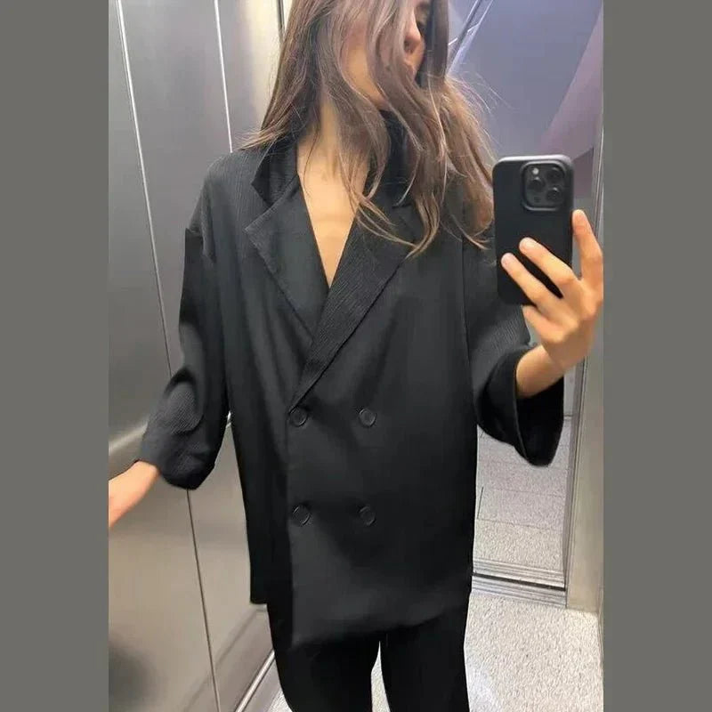 Nova Ležérně Elegantní Volně Padnoucí Blazer a Kalhoty Sada