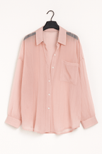 Lyra Volná Blůza s Knoflíkovou Léga a Kapsou na Hrudníku