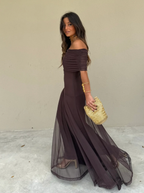 Elegantní Letní Šaty Maxi Z Chiffonu S Odhalenými Rameny Pro Ženy