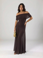 Elegantní Letní Šaty Maxi Z Chiffonu S Odhalenými Rameny Pro Ženy