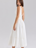 Elegantní Bílé Ženské Midi Koktejlové Šaty Pro Příležitosti